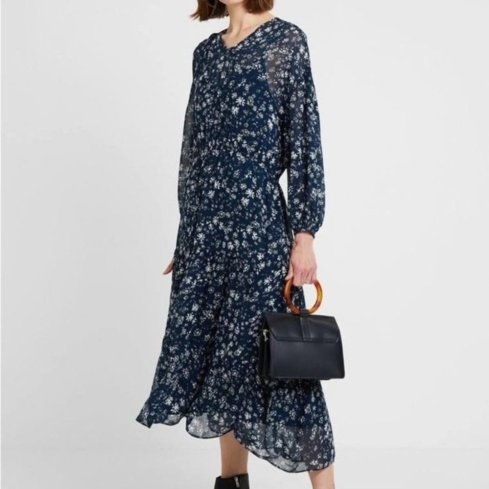Free People Navy Blue Floral Midi Dress
